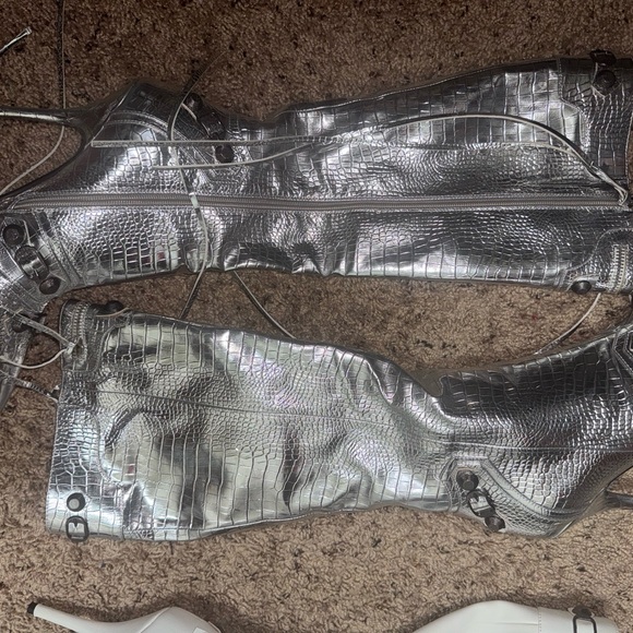 Balenciaga REP Silver Women's Knee-High Boots - Picture 1 of 2
